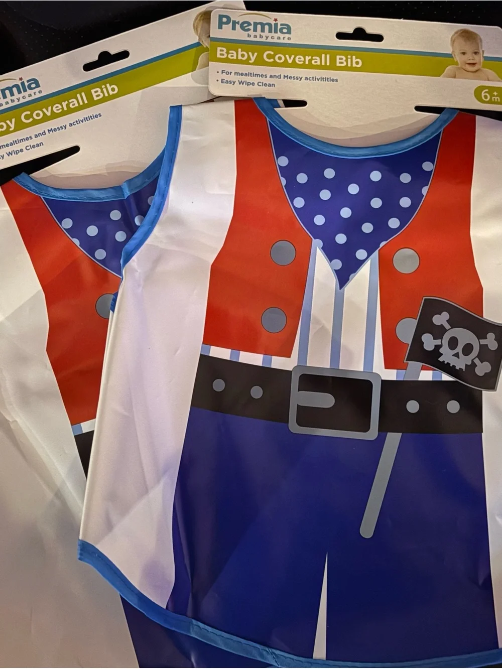 Choice Two Baby Coverall Bibs from Premia - Princess or Pirate Design- NWT